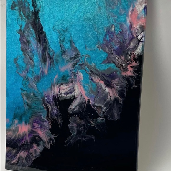 Metallic Black Blue Abstract Wall Art Home Decor
